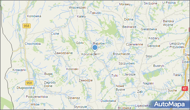 mapa Ratułów Górny, Ratułów Górny na mapie Targeo